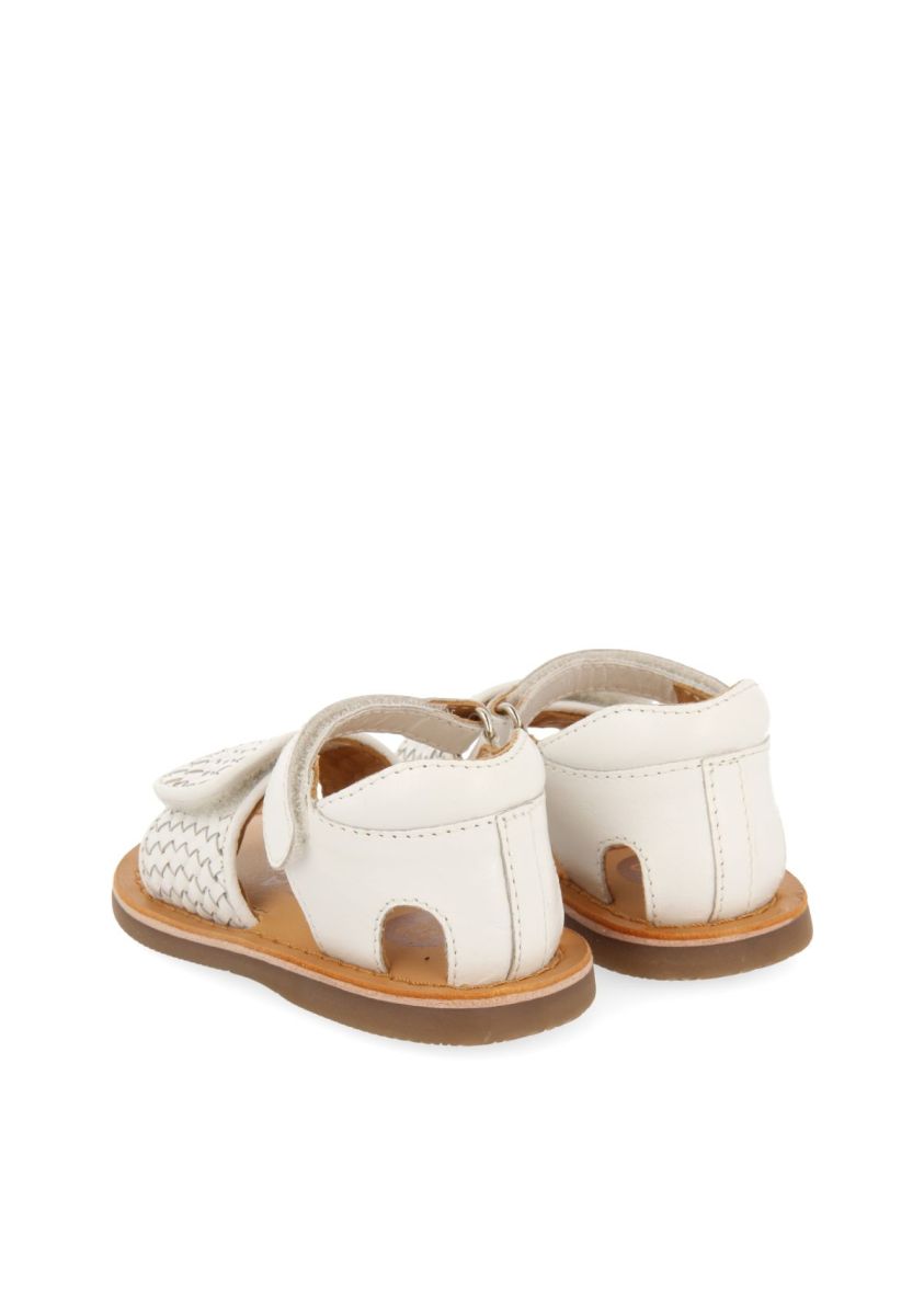 Baby Athena White Leather Sandals: Braided Strap, Adjustable Closure, Padded Insole