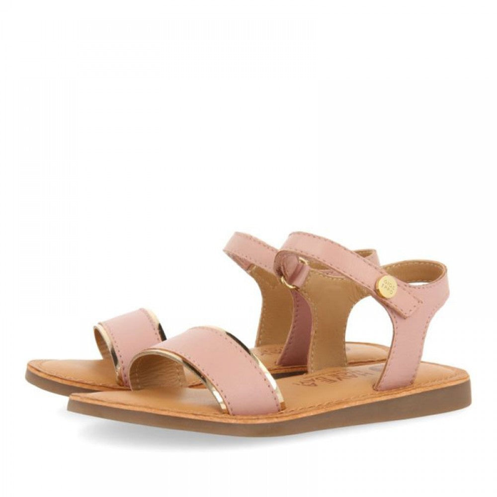 Gioseppo Pink Leather Girls' Sandals with Metallic Accents 72112