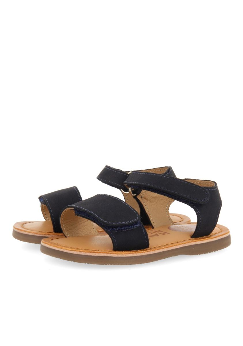 Gioseppo Palmetto Navy Leather Baby Sandals with Adjustable Closure for Comfort