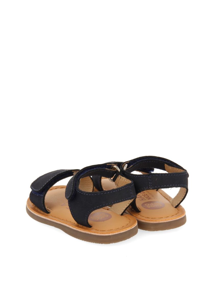 Gioseppo Palmetto Navy Leather Baby Sandals with Adjustable Closure for Comfort