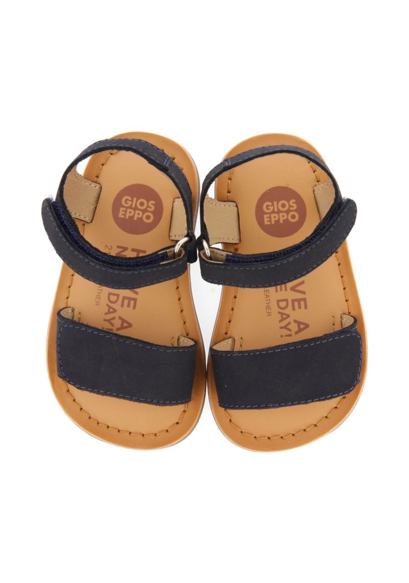 Gioseppo Palmetto Navy Leather Baby Sandals with Adjustable Closure for Comfort