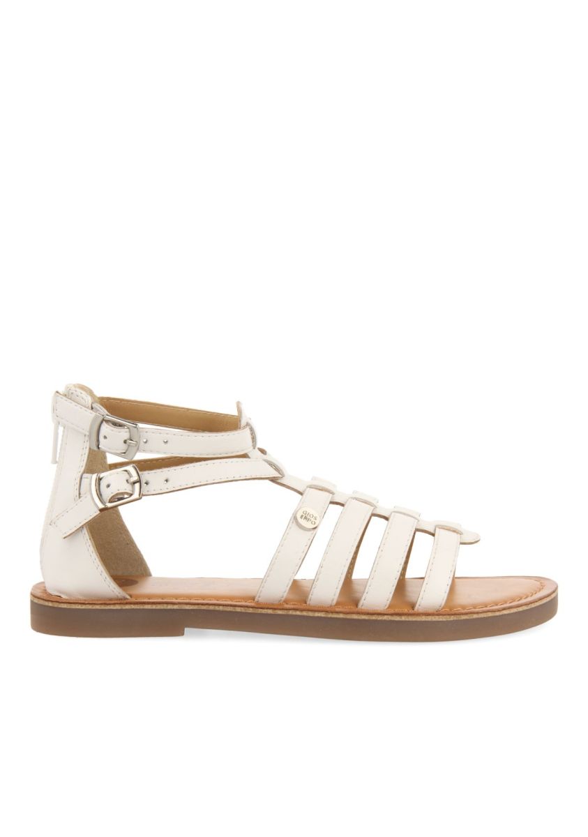 Gioseppo Benicia White Leather Roman Style Sandals for Girls and Boys