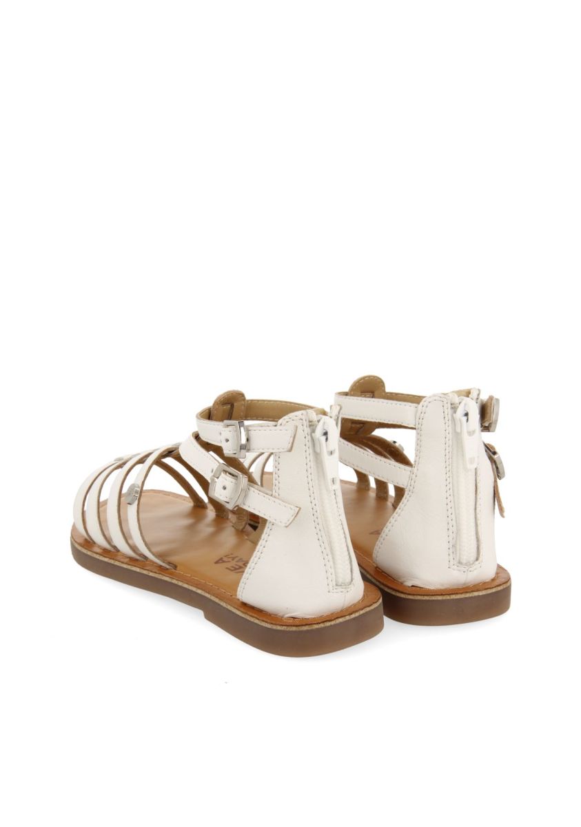 Gioseppo Benicia White Leather Roman Style Sandals for Girls and Boys