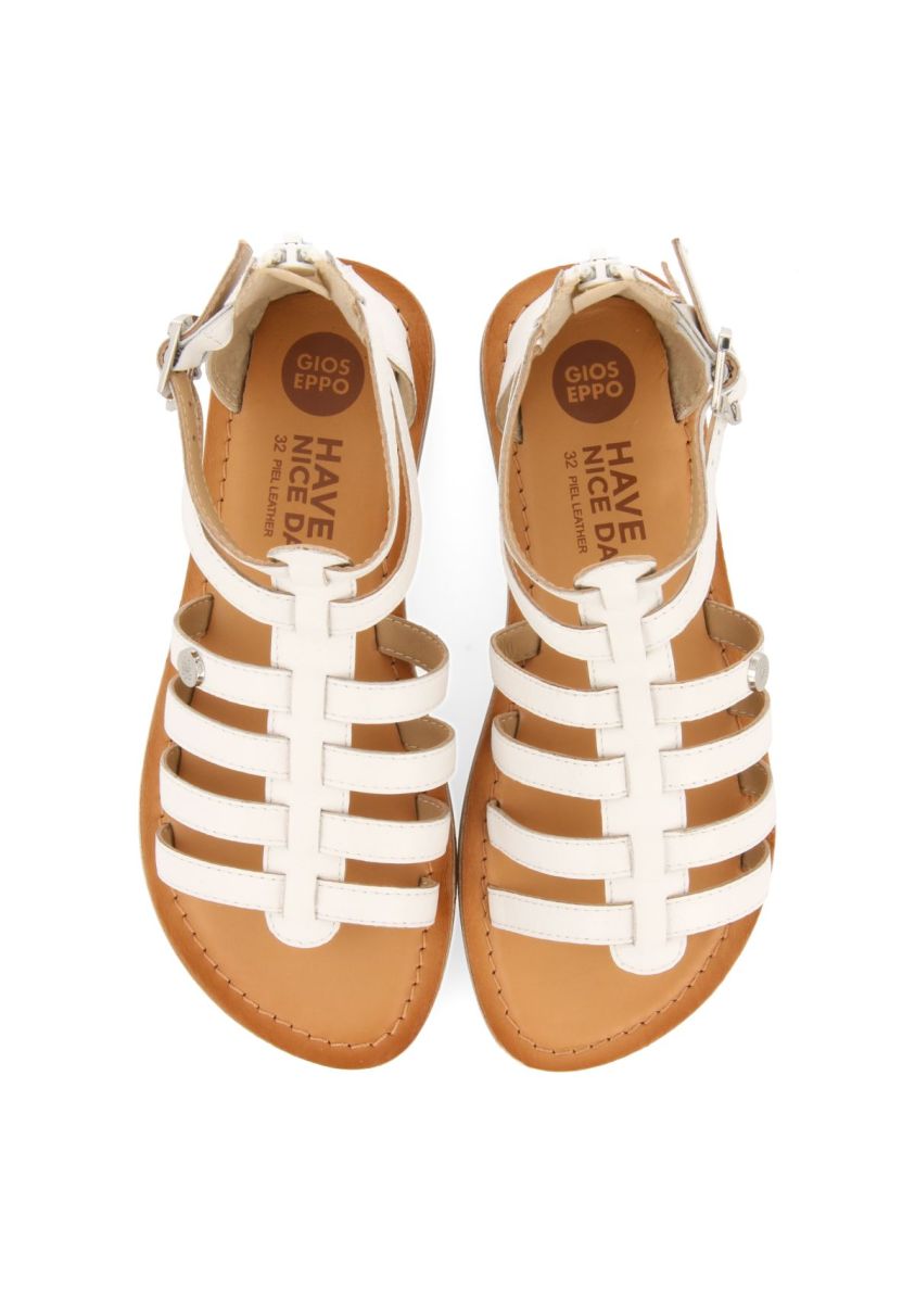 Gioseppo Benicia White Leather Roman Style Sandals for Girls and Boys