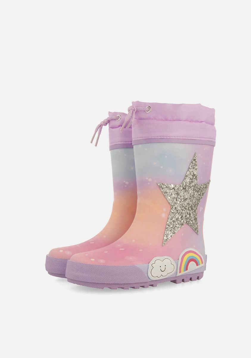 Gioseppo Kids' Durable Waterproof Natural Rubber Rain Boots with Patches