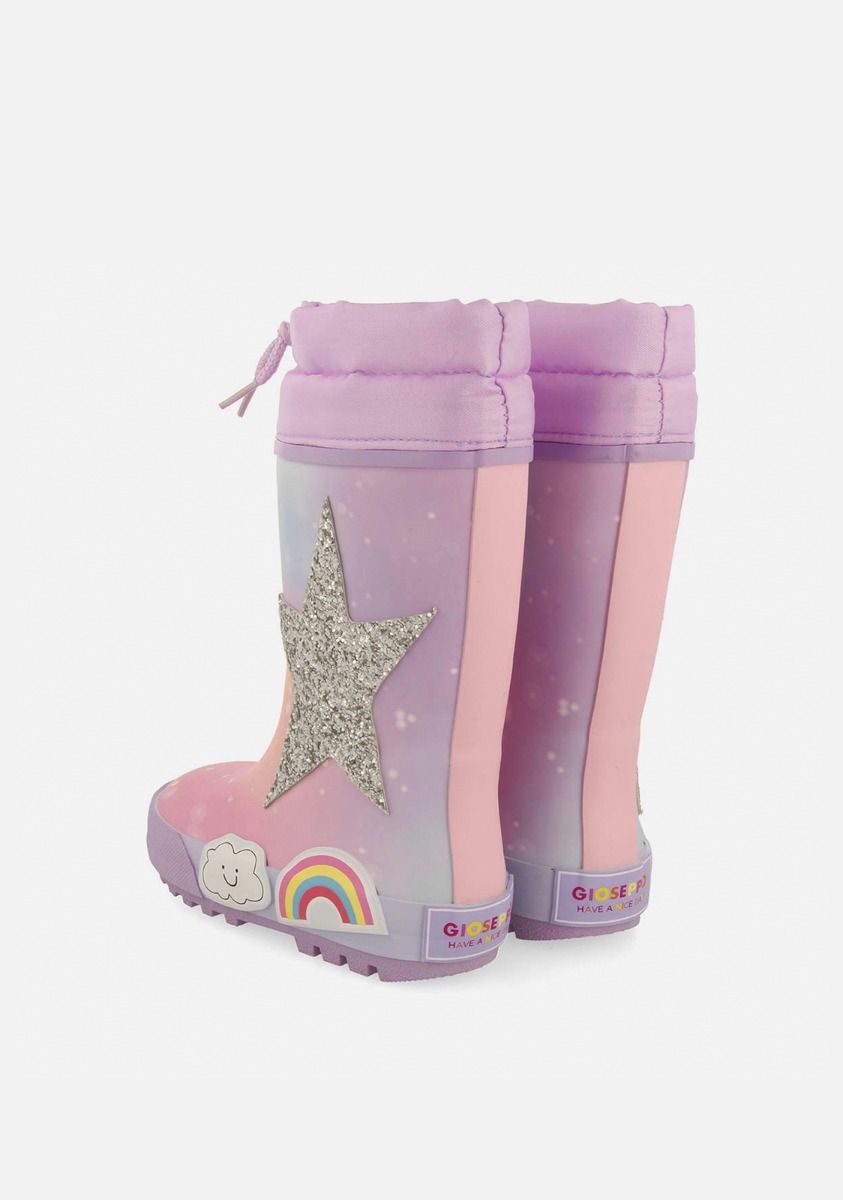 Gioseppo Kids' Durable Waterproof Natural Rubber Rain Boots with Patches