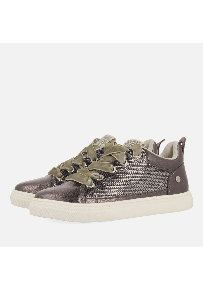 Gioseppo Kids' Sparkle Sequin Velvet Lace Sneakers with Memory Foam Comfort