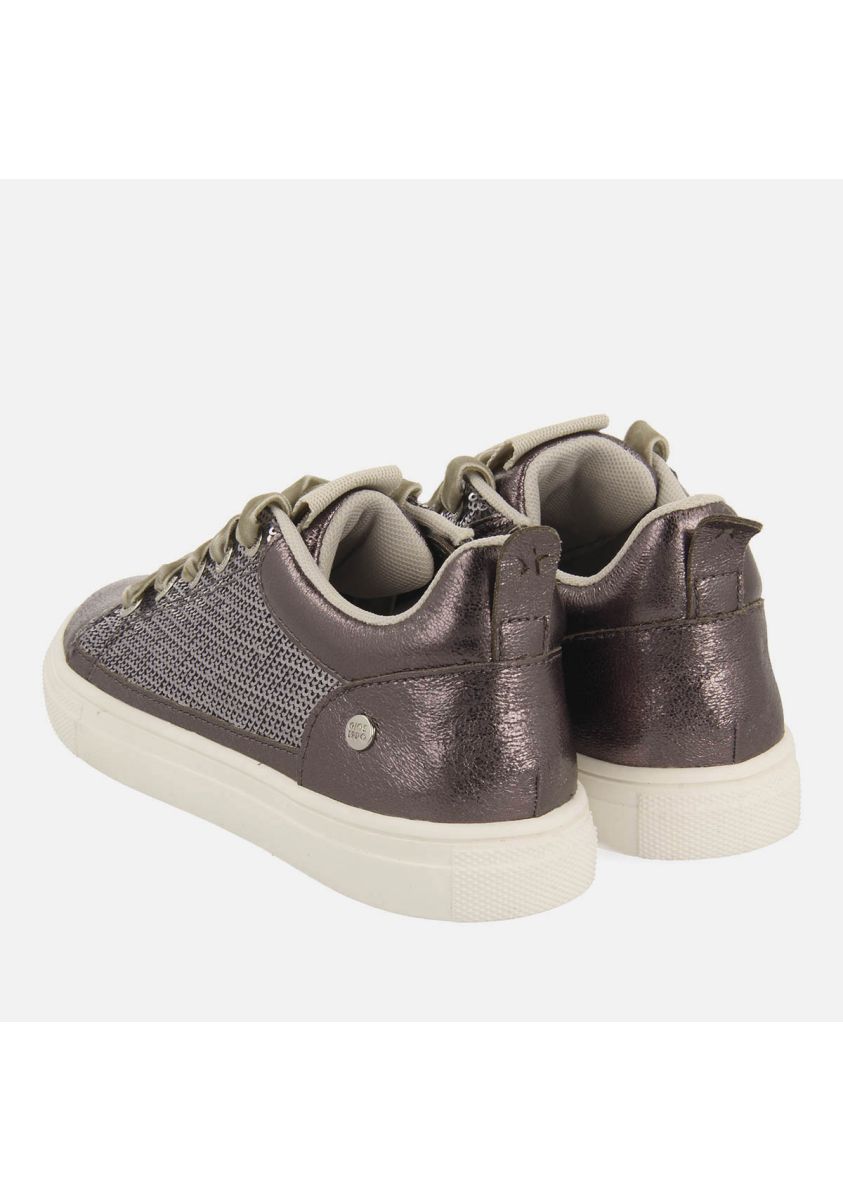 Gioseppo Kids' Sparkle Sequin Velvet Lace Sneakers with Memory Foam Comfort