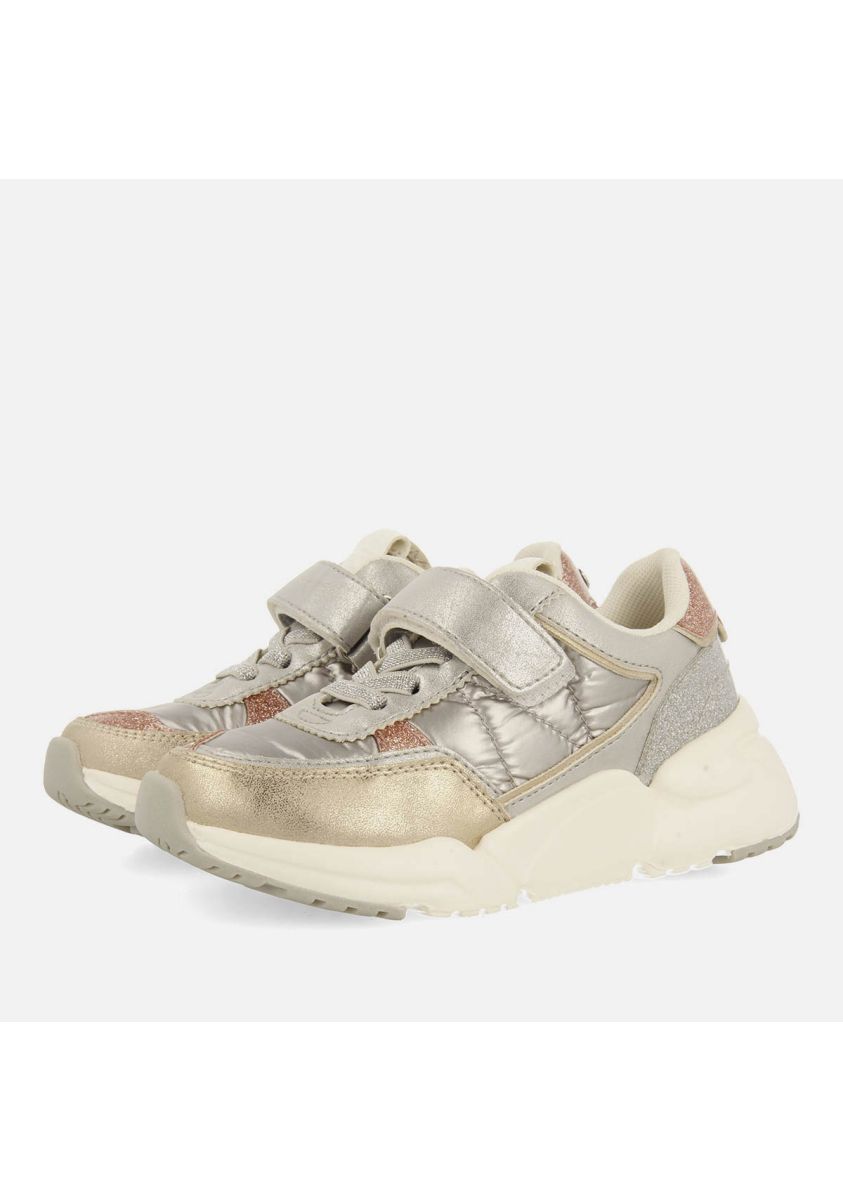 Gioseppo Gorham Silver Metallic Sneakers with Velvet Laces for Kids