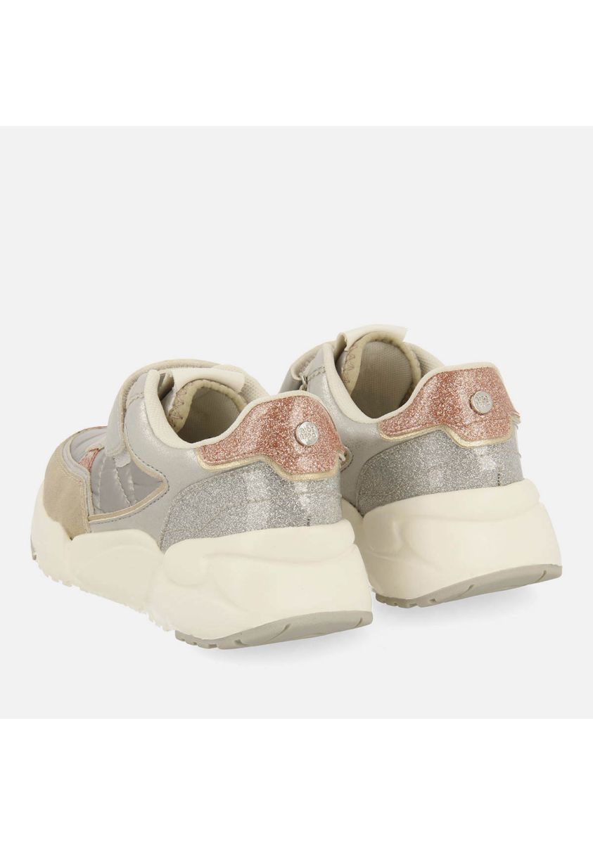 Gioseppo Gorham Silver Metallic Sneakers with Velvet Laces for Kids