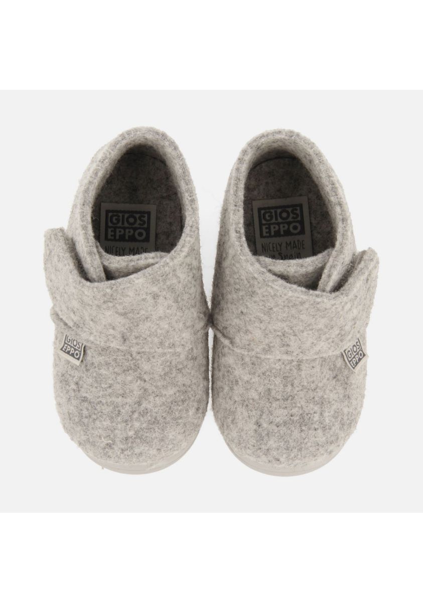 Warm and Cozy Gray High-Top House Slippers for Kids with Adjustable Closure
