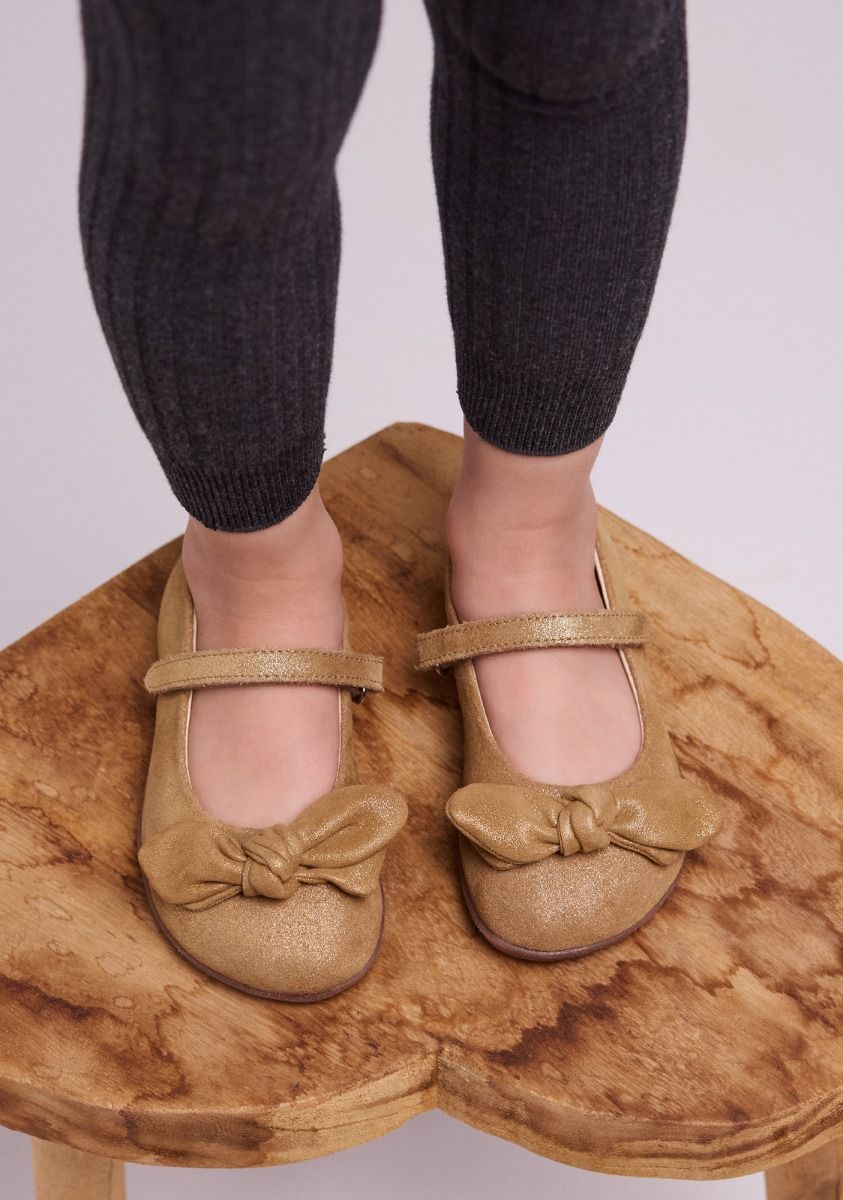 Gioseppo Kids' Barefoot Gold Suede Leather Ballet Flats - Flexible Natural Step