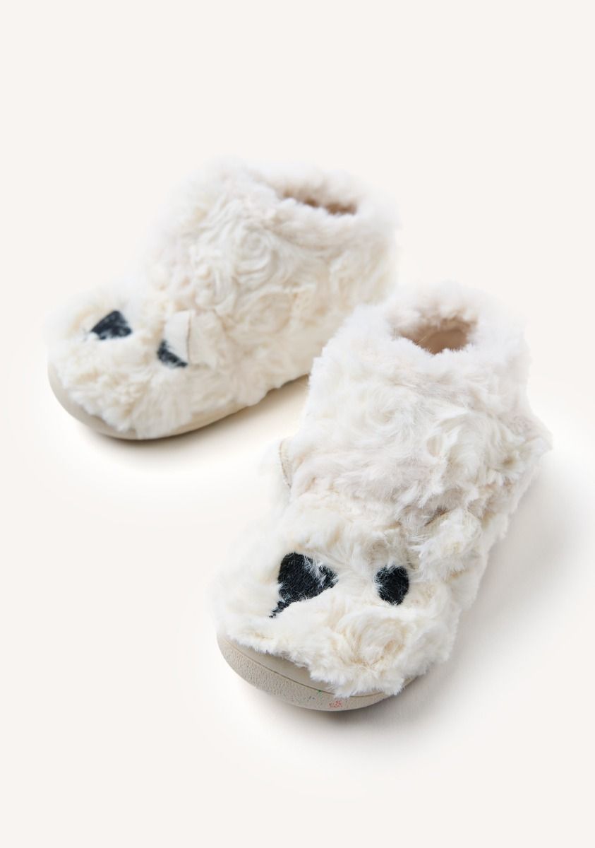 Gioseppo Kids' Cozy Off-White Fur House Slippers - Plush, Non-Slip, Adjustable