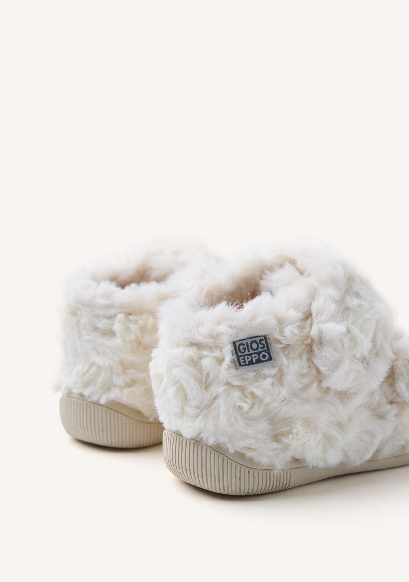 Gioseppo Kids' Cozy Off-White Fur House Slippers - Plush, Non-Slip, Adjustable