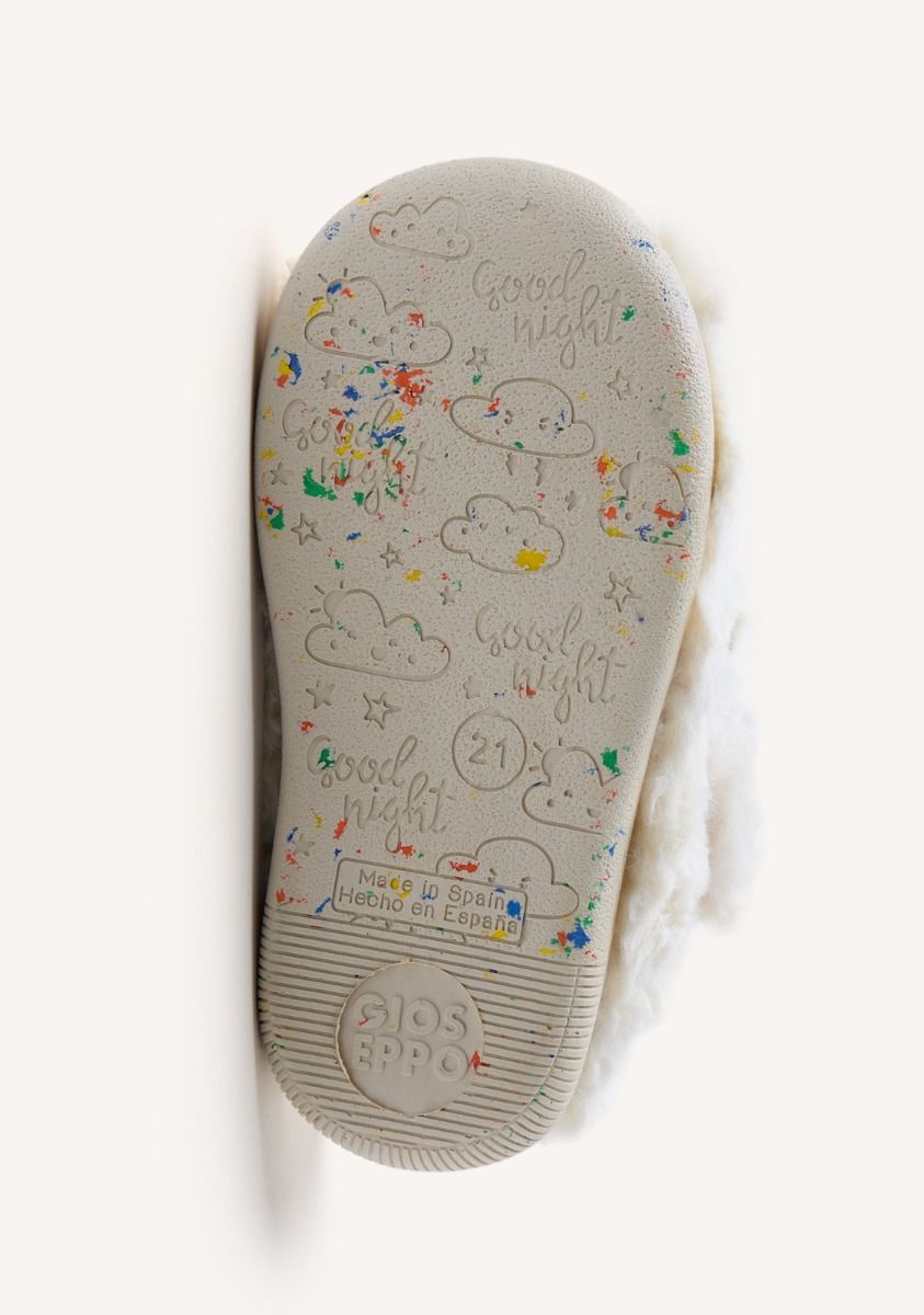 Gioseppo Kids' Cozy Off-White Fur House Slippers - Plush, Non-Slip, Adjustable