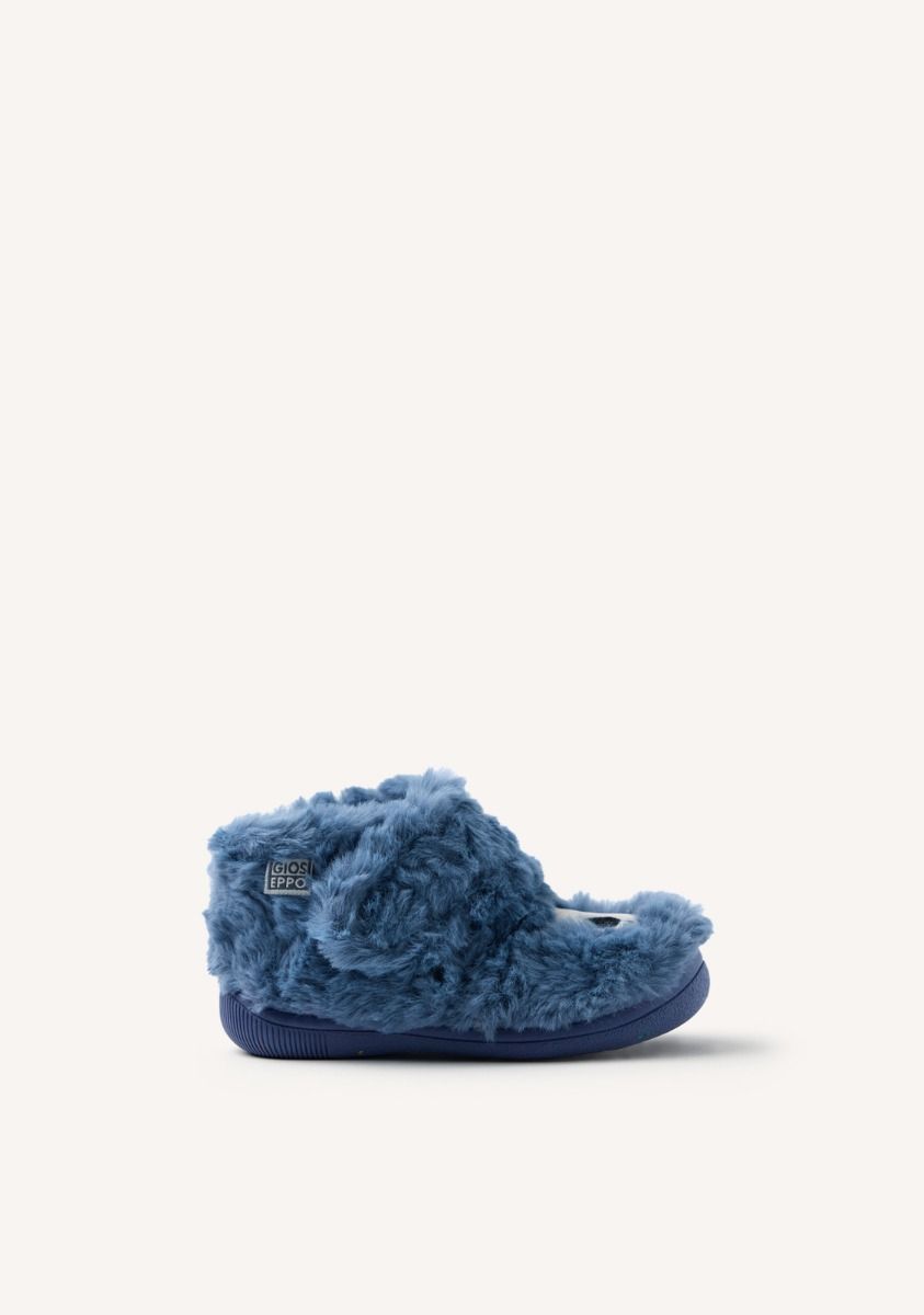 Cozy Plush Embroidered Fur House Slippers with Adjustable Fastening & Non-Slip Sole