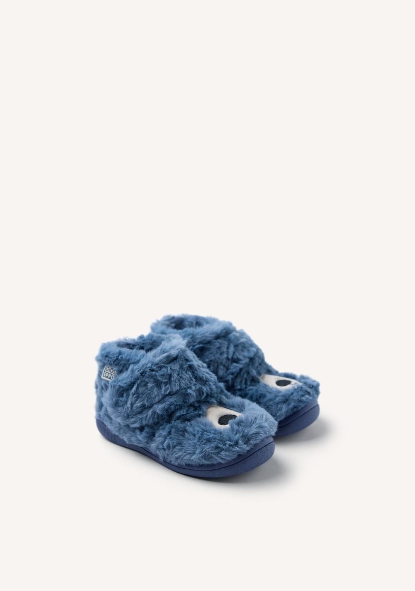 Cozy Plush Embroidered Fur House Slippers with Adjustable Fastening & Non-Slip Sole