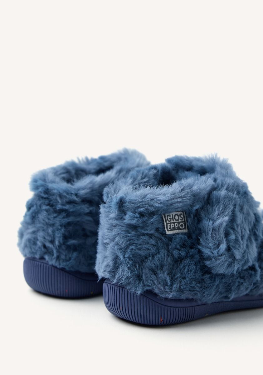 Cozy Plush Embroidered Fur House Slippers with Adjustable Fastening & Non-Slip Sole