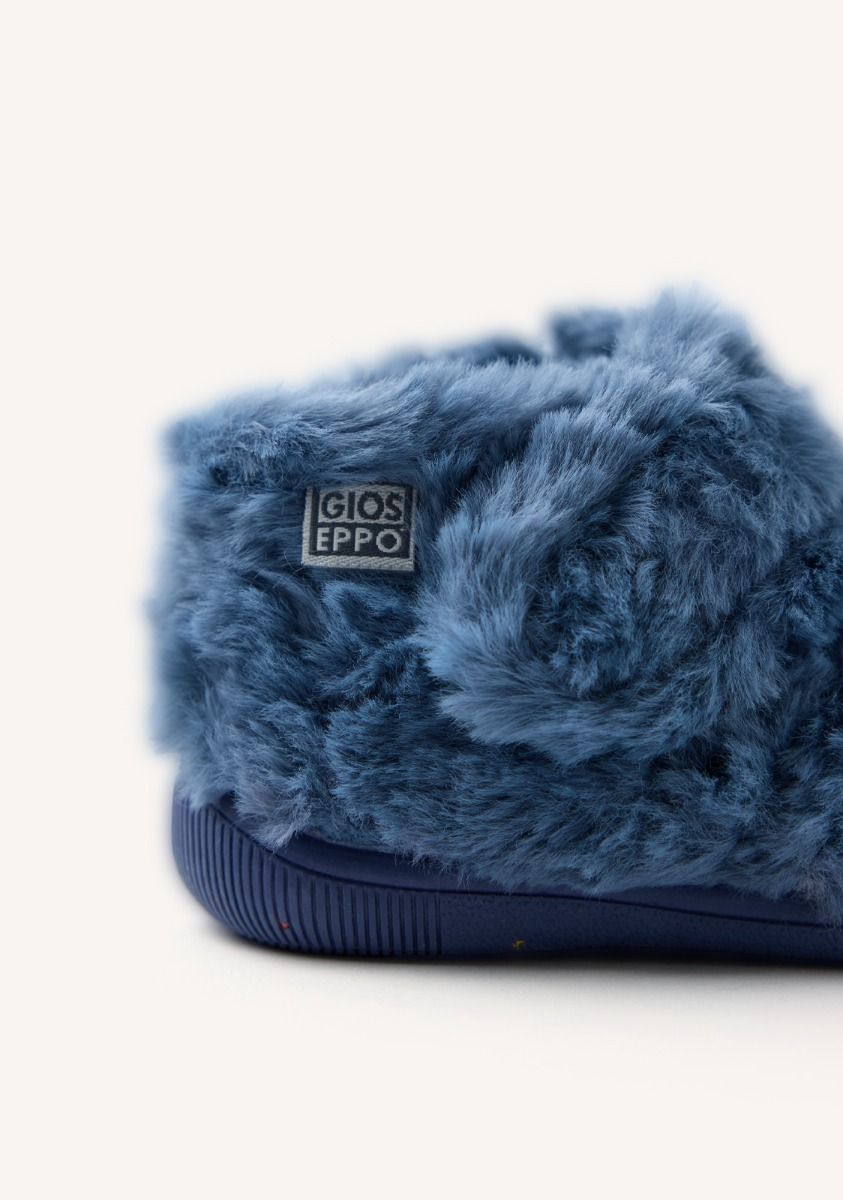 Cozy Plush Embroidered Fur House Slippers with Adjustable Fastening & Non-Slip Sole