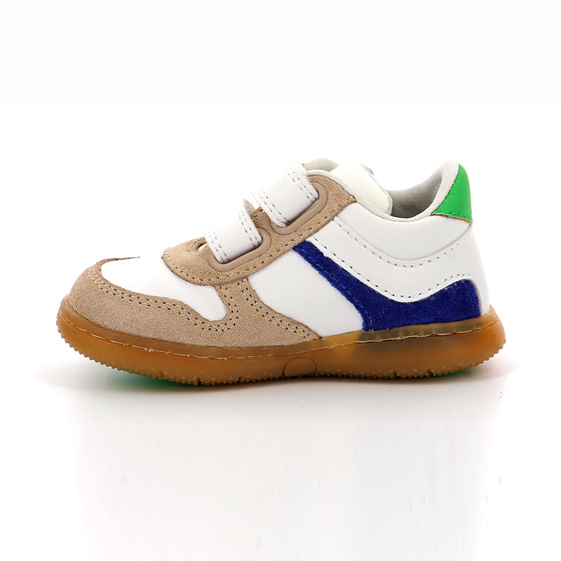 Kickers Kickmotion Kids Leather Sneakers Beige Blue Green