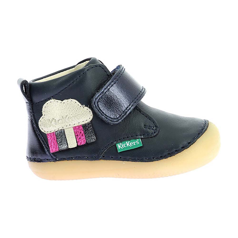 Kickers Sabio Marine Nuage Blue Leather Baby Boots with Velcro
