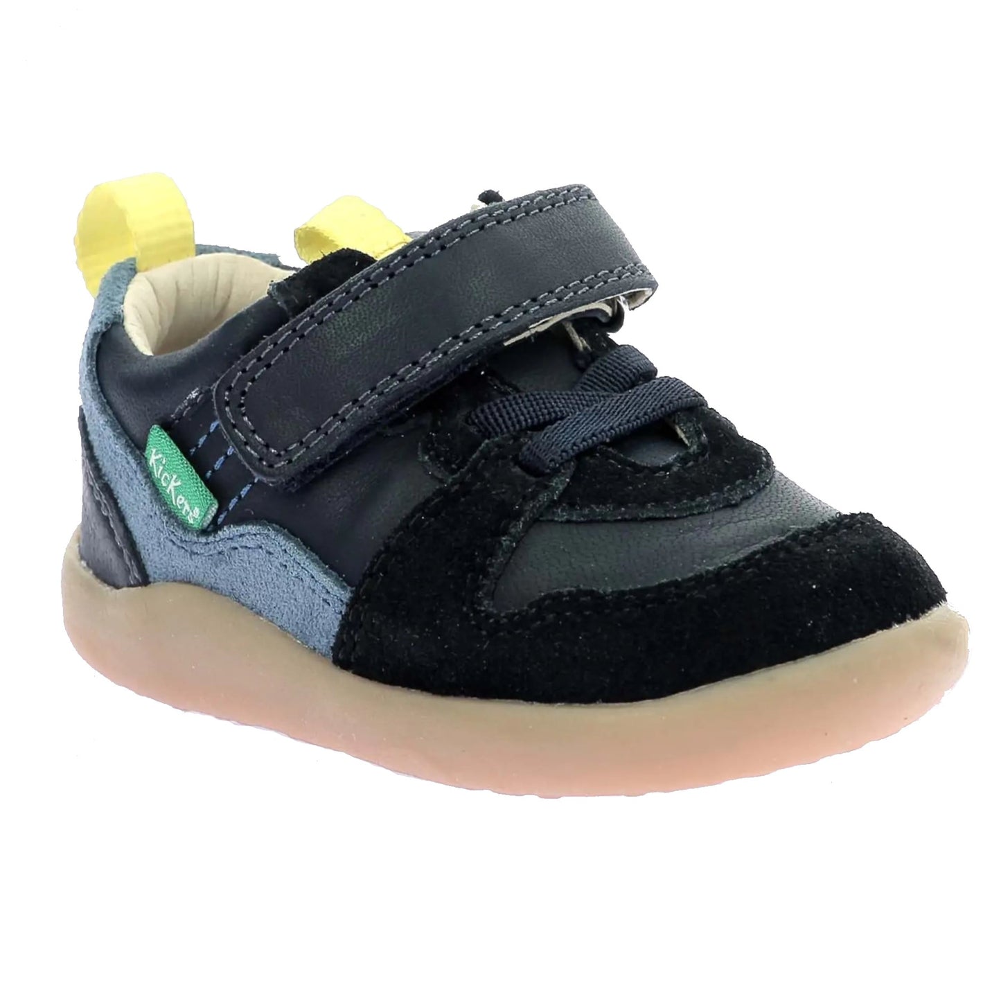 Kickers Kids' Kickfreshi Marine Blue Leather Anatomical Sneakers with Velcro