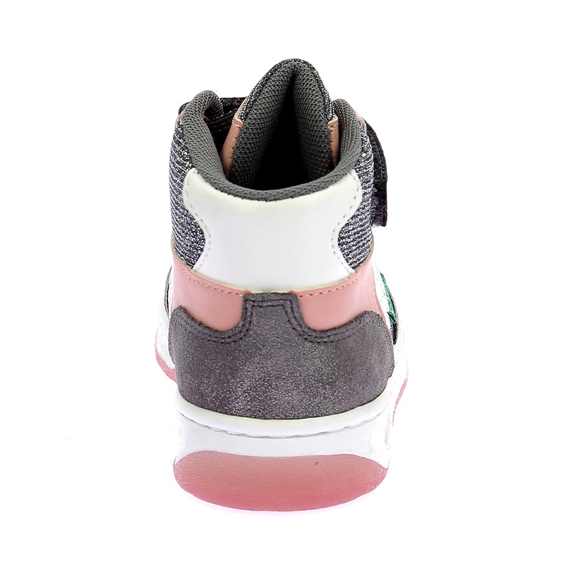 Kickers Kickado Girls Silver Gray Rose Leather Boots