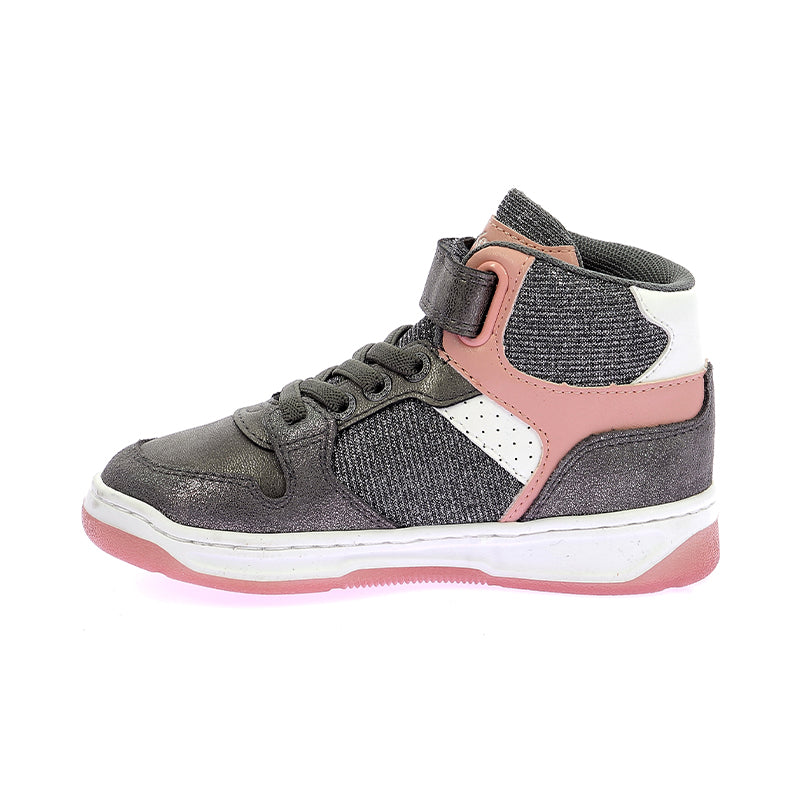 Kickers Kickado Girls Silver Gray Rose Leather Boots