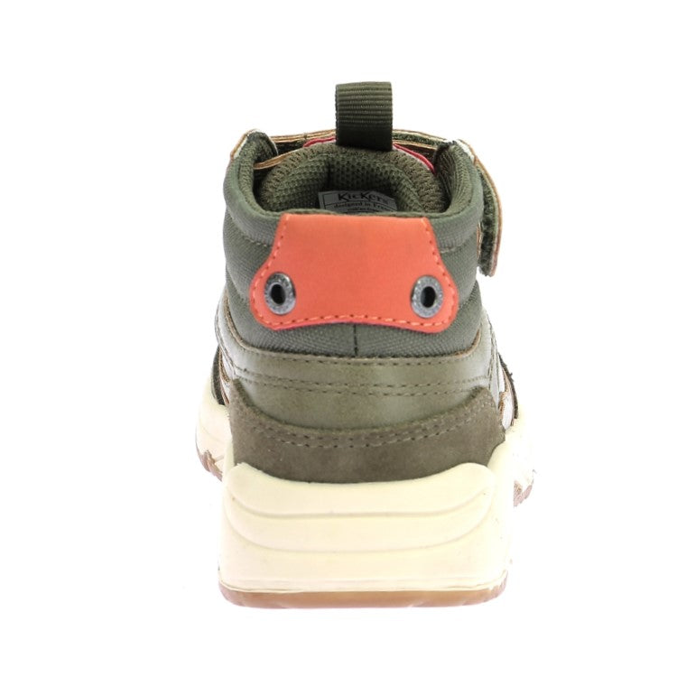 Kickers Runrun Kids' Khaki High-Top Anatomical Sneakers with Velcro & Elastic Laces