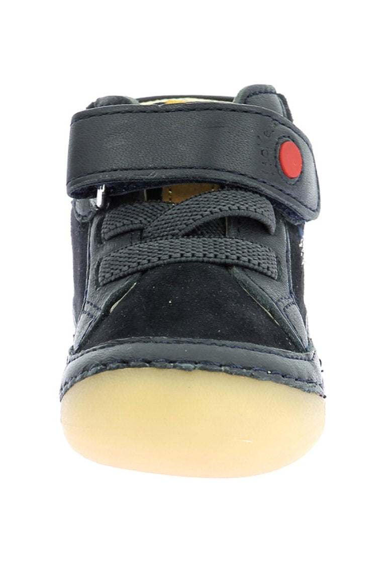Kickers SOKISTIC Marine Dark Blue Leather Baby Shoes Hook-and-Loop Fastener