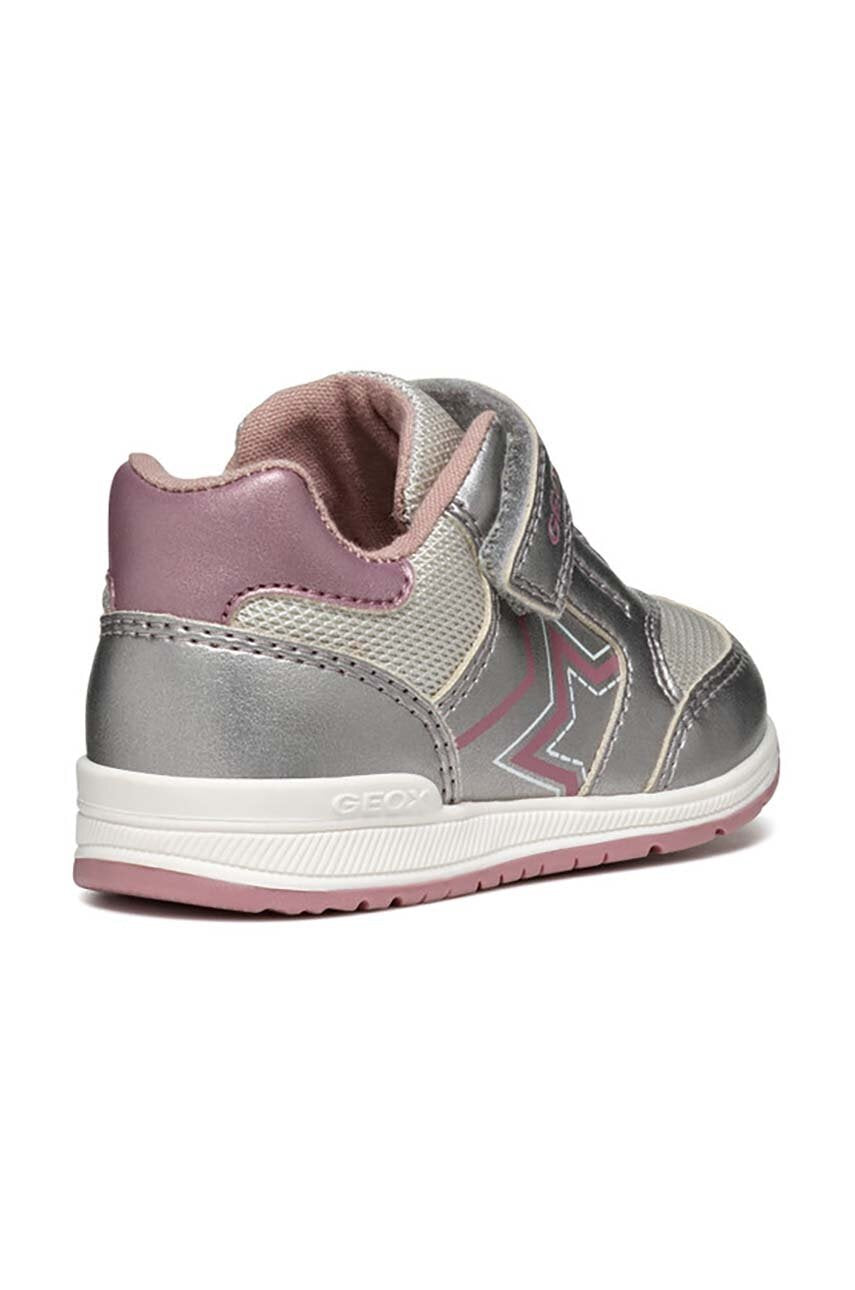 Geox Rishon Kids' Breathable Gray Athletic Sneakers with Easy Hook-and-Loop Fastening