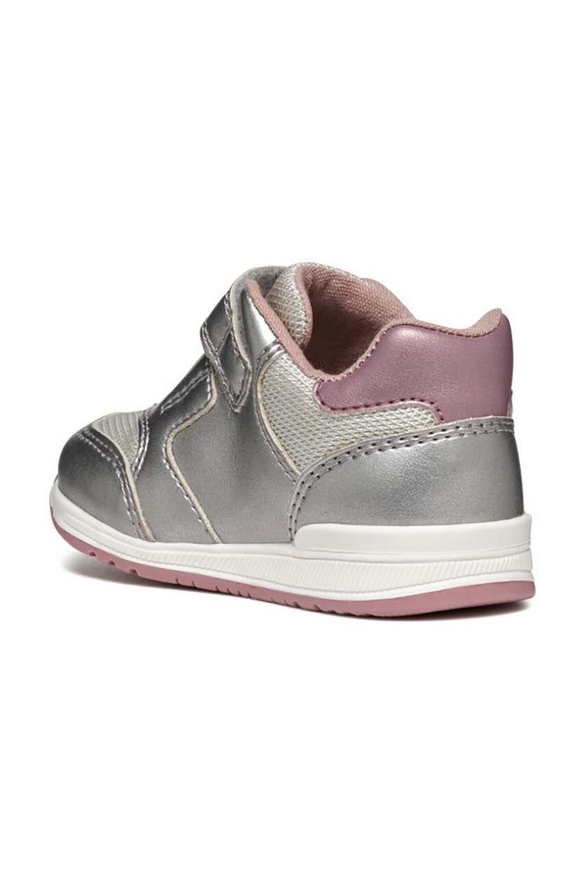 Geox Rishon Kids' Breathable Gray Athletic Sneakers with Easy Hook-and-Loop Fastening