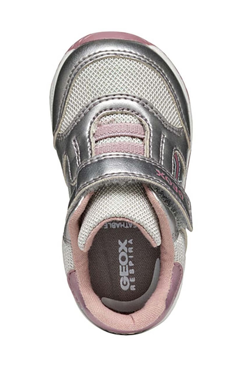 Geox Rishon Kids' Breathable Gray Athletic Sneakers with Easy Hook-and-Loop Fastening