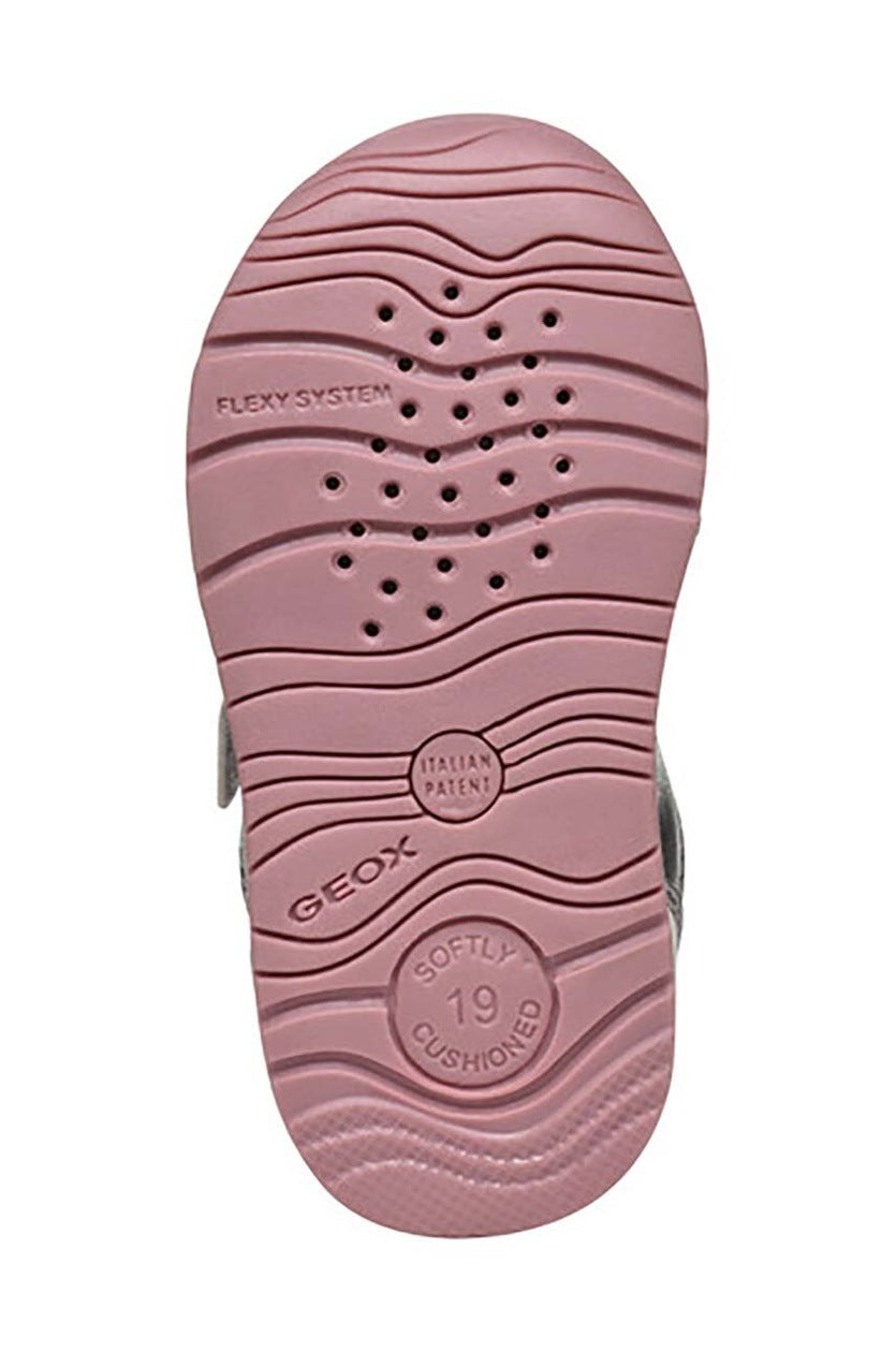 Geox Rishon Kids' Breathable Gray Athletic Sneakers with Easy Hook-and-Loop Fastening