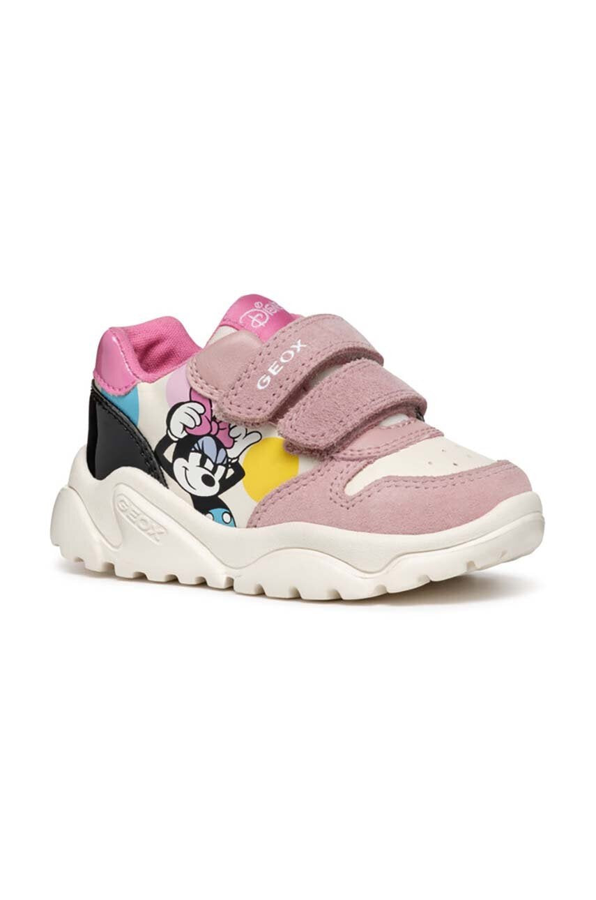 Geox CIUFCIUF Kids' Pink Athletic Sneakers with Velcro Straps, Breathable Sole