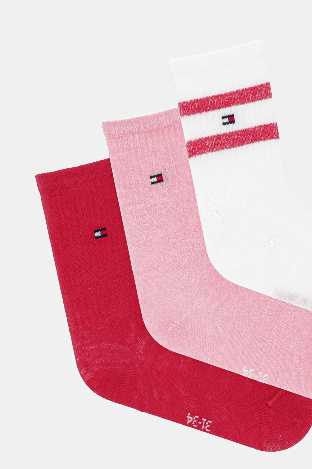 Tommy Hilfiger Kids' 3-Pack Pink Cotton Blend Crew Socks