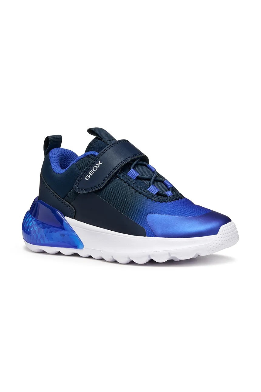 Geox ACTIVART Kids' Breathable Navy Blue Athletic Sneakers with Hook-and-Loop