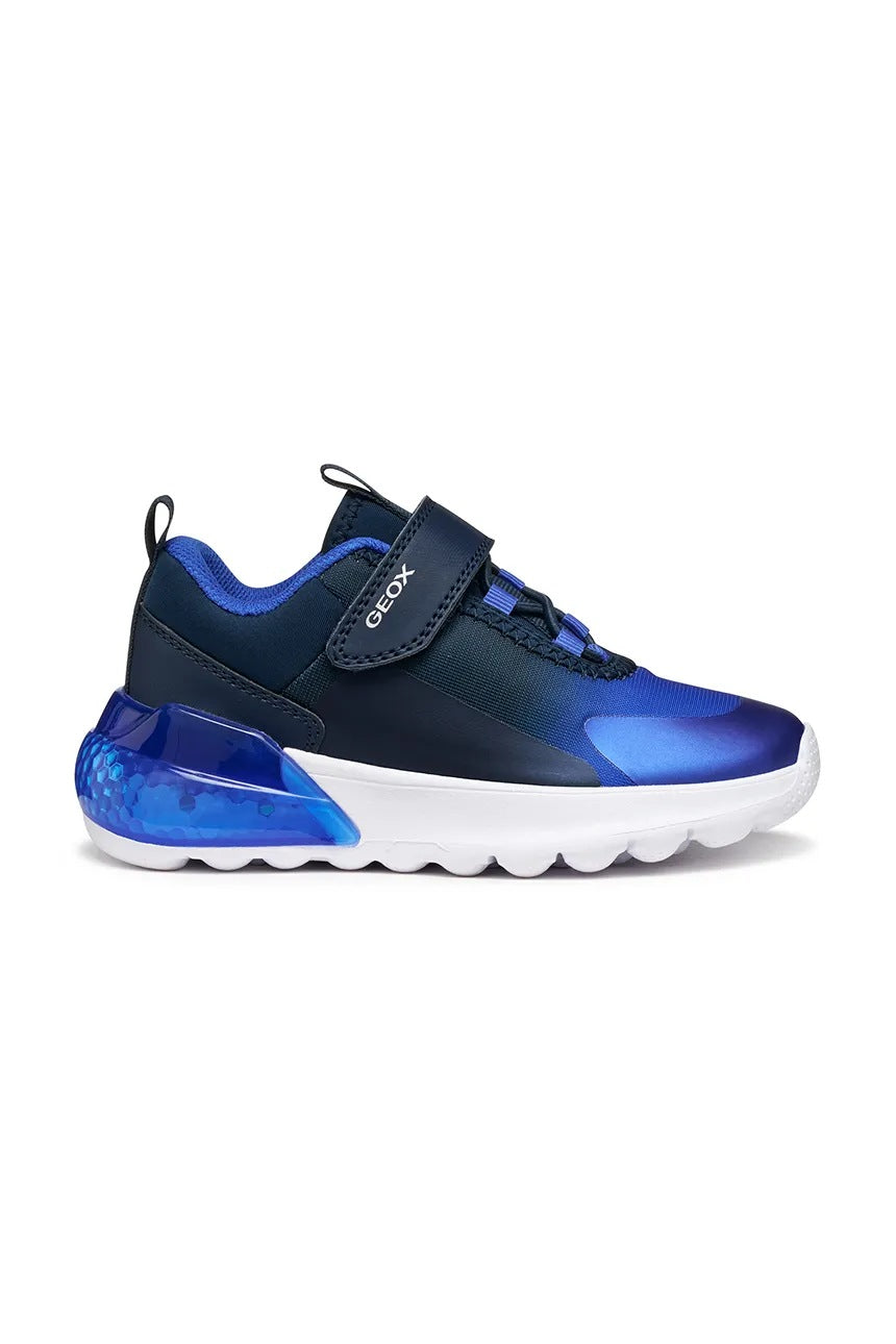Geox ACTIVART Kids' Breathable Navy Blue Athletic Sneakers with Hook-and-Loop