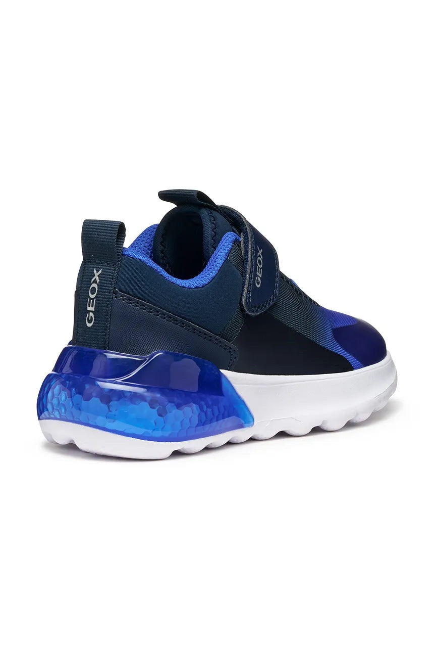 Geox ACTIVART Kids' Breathable Navy Blue Athletic Sneakers with Hook-and-Loop