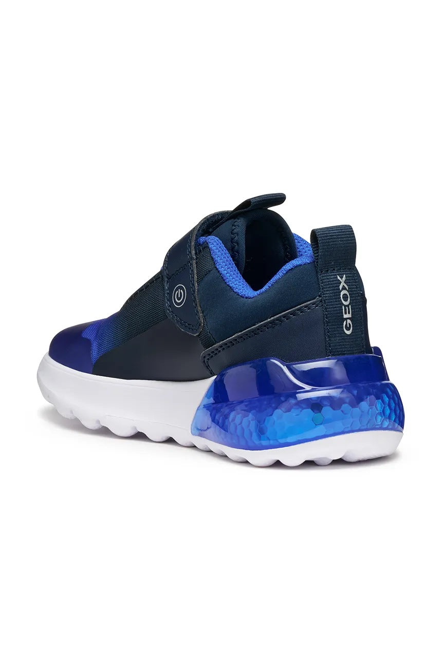 Geox ACTIVART Kids' Breathable Navy Blue Athletic Sneakers with Hook-and-Loop