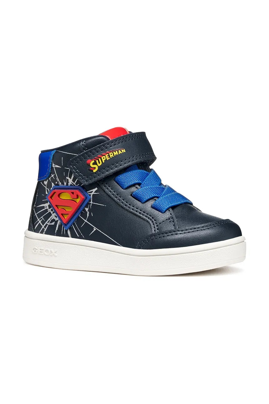 Geox ECLYPER Kids' Breathable Navy Blue Athletic Sneakers with Hook-and-Loop Fastening