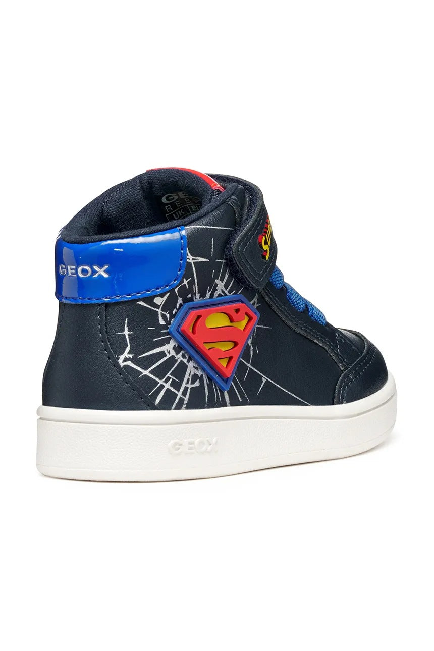 Geox ECLYPER Kids' Breathable Navy Blue Athletic Sneakers with Hook-and-Loop Fastening