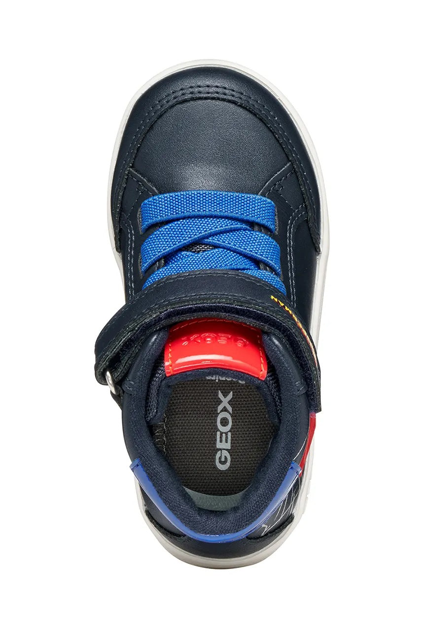 Geox ECLYPER Kids' Breathable Navy Blue Athletic Sneakers with Hook-and-Loop Fastening