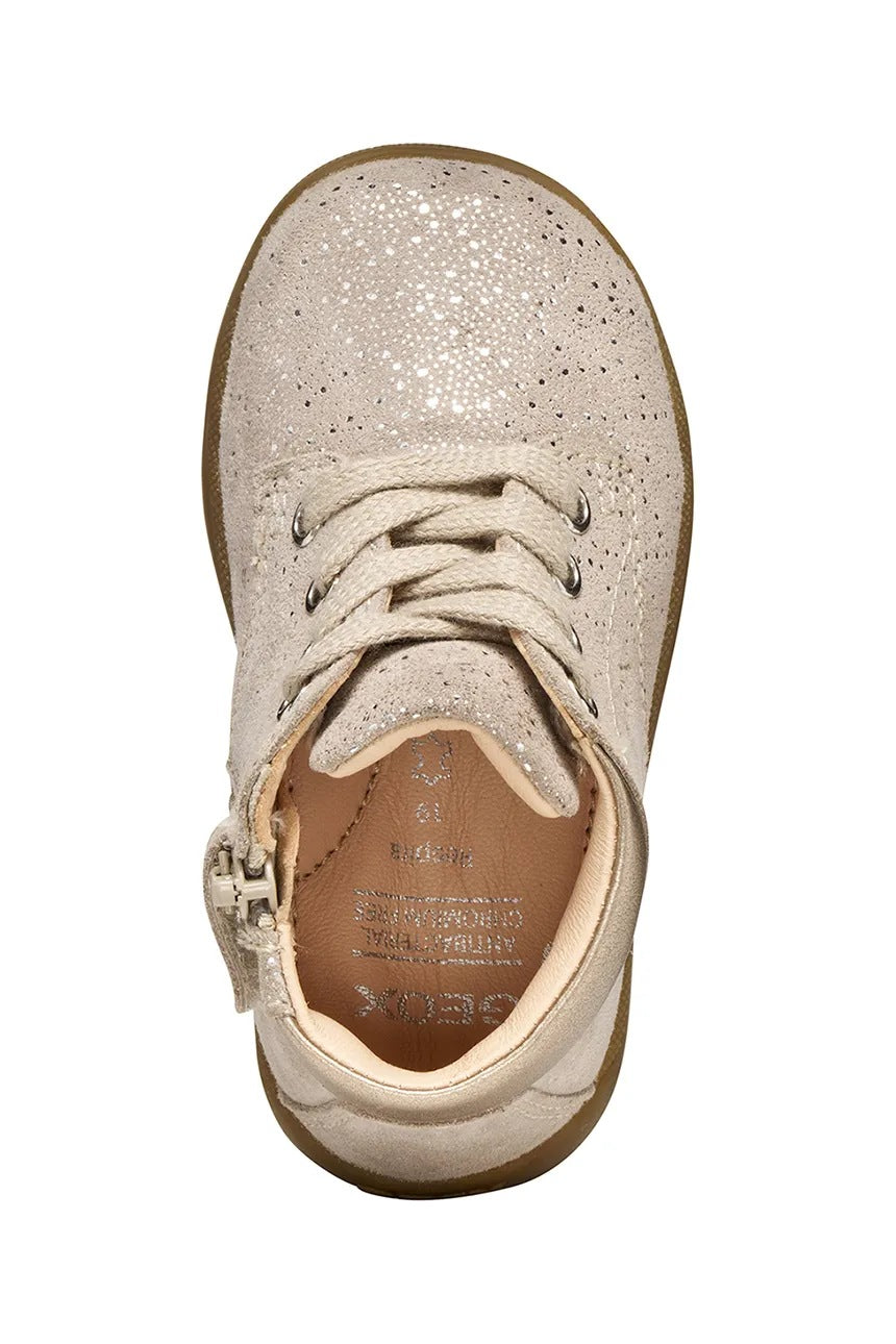 Geox Macchia Kids' Breathable Leather Casual Shoes - Pink/Gold Everyday Comfort