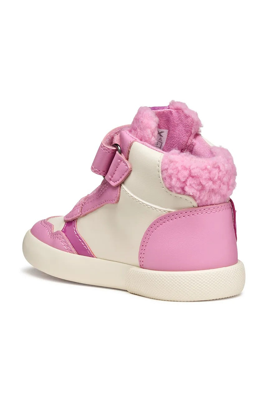 Geox GISLI Kids' Pink Breathable Waterproof Sneakers with Easy Hook-and-Loop Closure