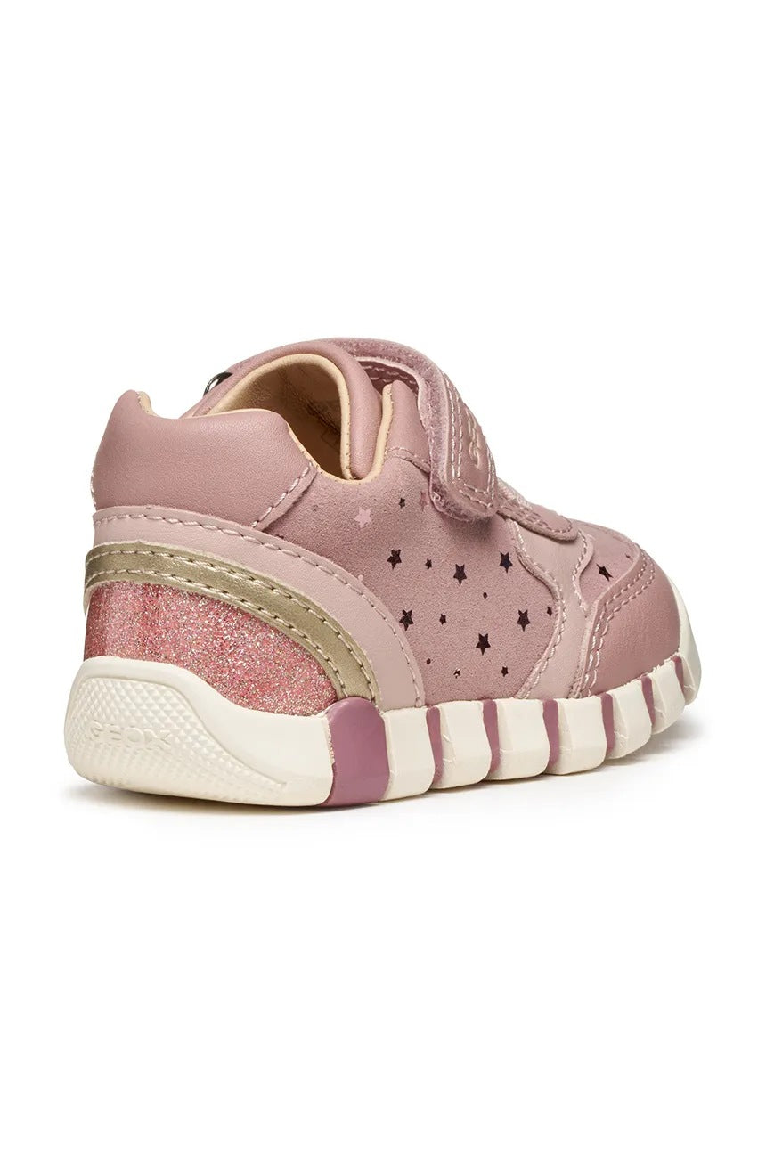 Geox IUPIDOO Kids' Pink Lightweight Breathable Sneakers with Star Detail
