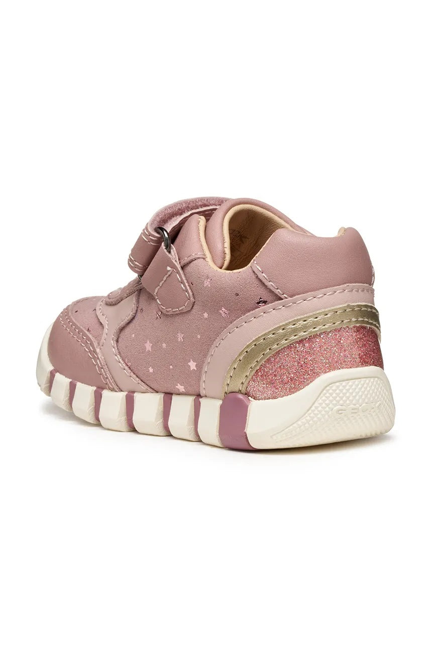 Geox IUPIDOO Kids' Pink Lightweight Breathable Sneakers with Star Detail