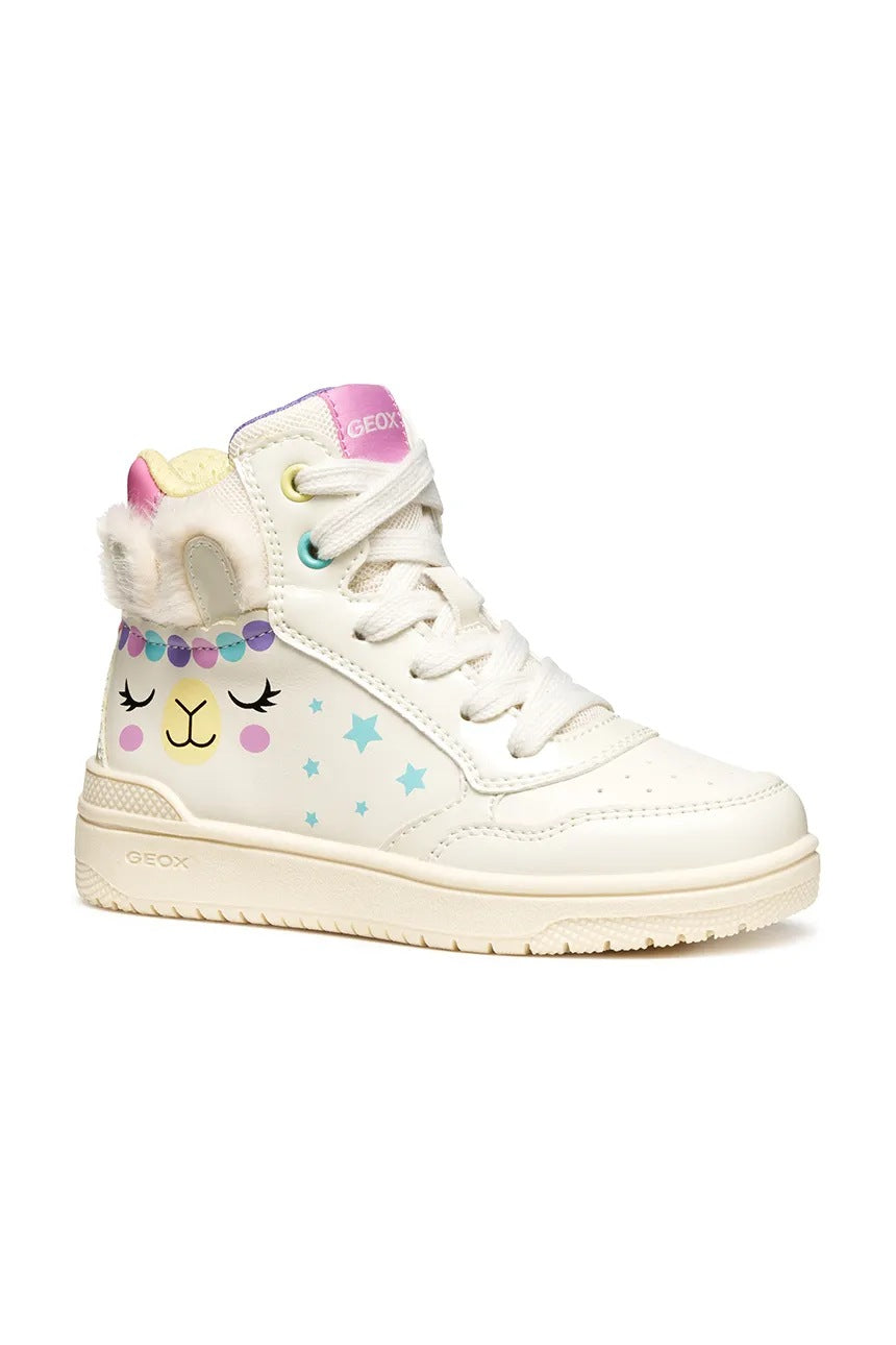 Geox WASHIBA Kids' Breathable Beige Athletic Sneakers with Easy Side Zip
