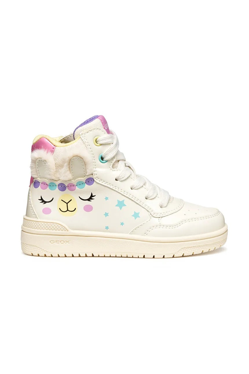 Geox WASHIBA Kids' Breathable Beige Athletic Sneakers with Easy Side Zip
