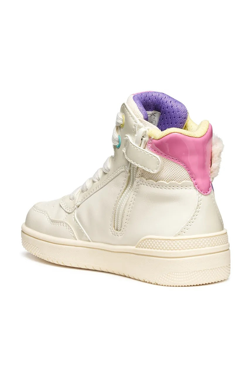 Geox WASHIBA Kids' Breathable Beige Athletic Sneakers with Easy Side Zip